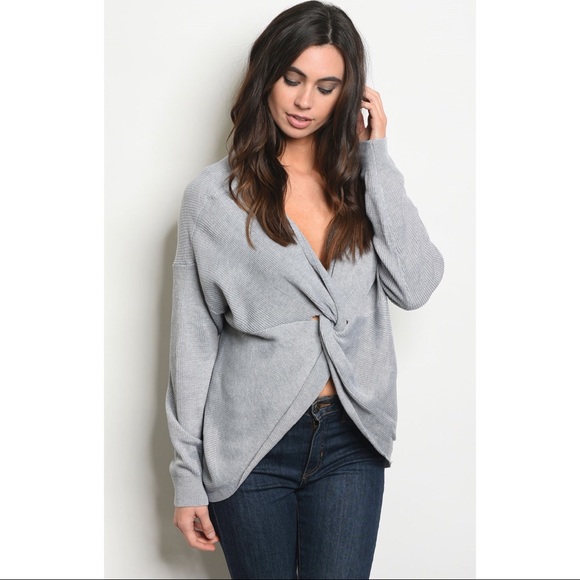 Twist front criss cross back sweater - Picture 3 of 7